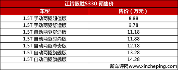 江铃紧凑型SUV，驭胜S330预售8.88-14.28万