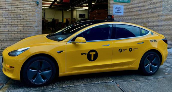 换装黄色涂装特斯拉model3现已投放至美国出租市场