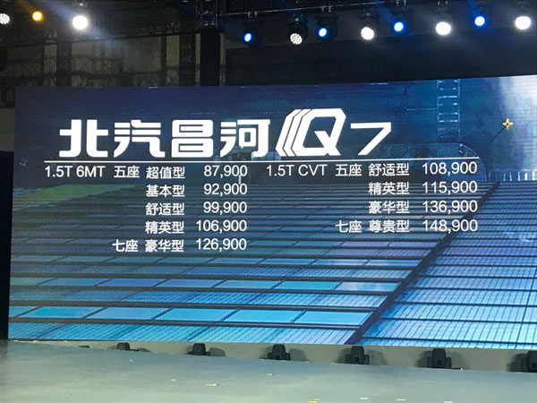 昌河Q7车型正式上市 售8.79-14.89万元