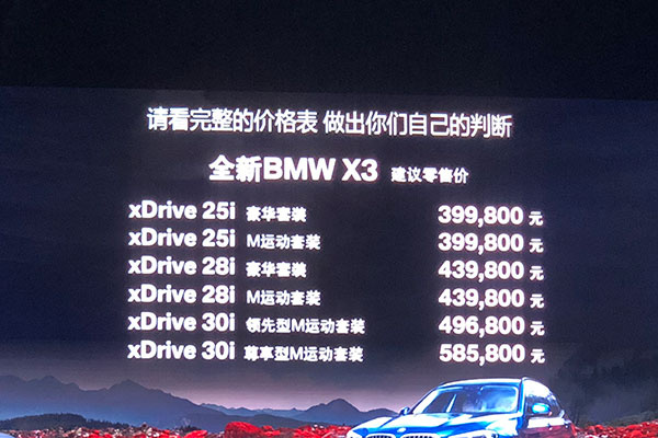 售43.98万元 国产宝马X3两款新增车型上市