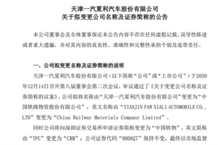 走进历史/转营轨道交通 天津一汽夏利更名中国铁物